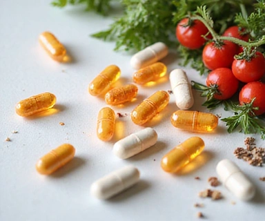Assortment of vitamins and natural ingredients, representing vitamin complexes