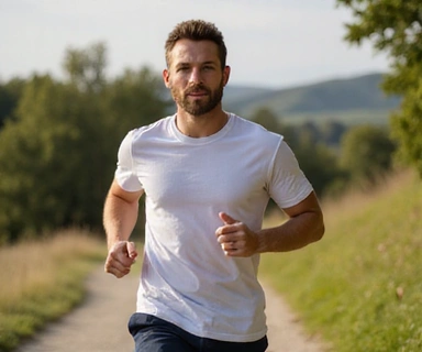 Man running with energy, representing energy and stamina