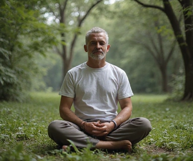 Man meditating peacefully, representing general well-being