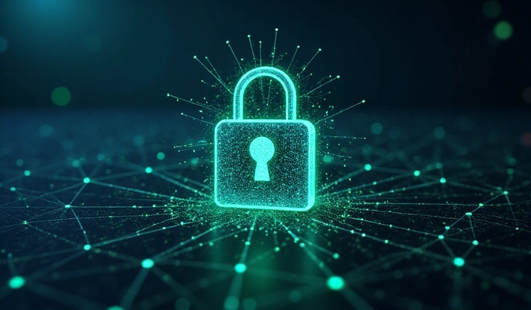 Digital padlock and shield symbolizing robust data security measures